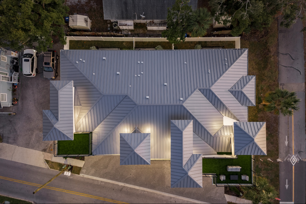 Dunedin Foundry Townhomes - Exterior Roof Night Aerial - 1200 x 800